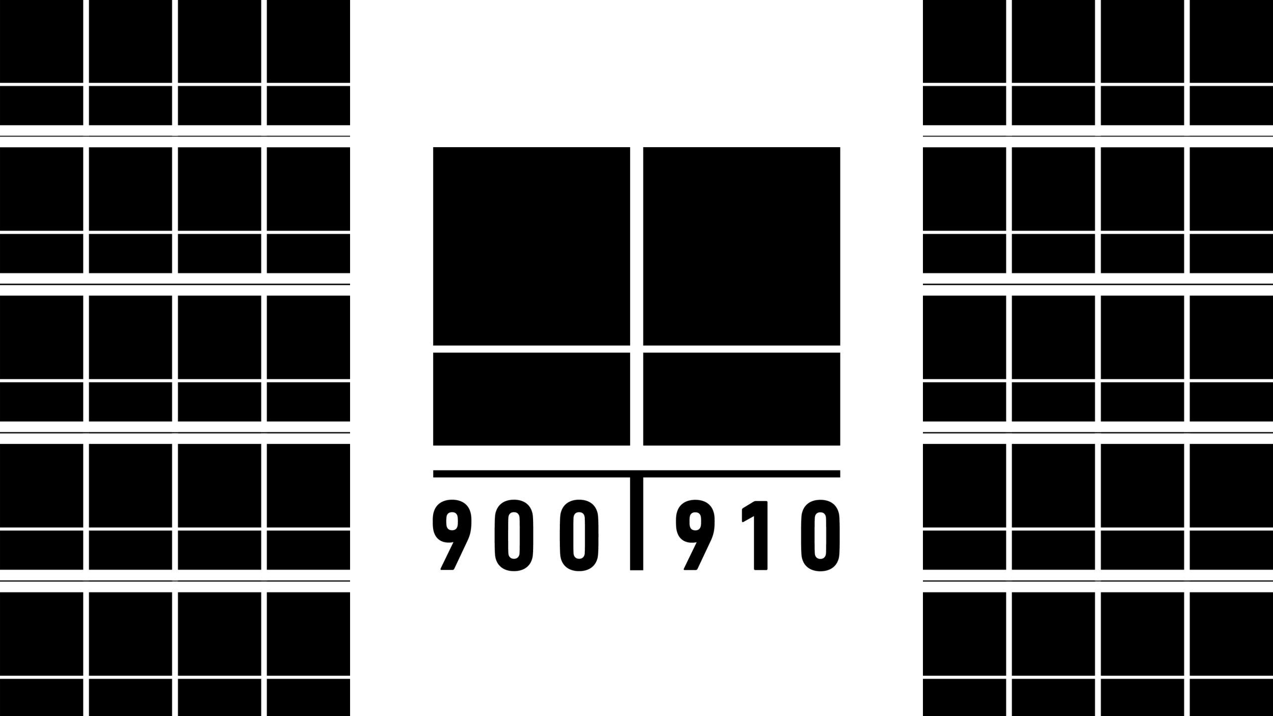 Graphic of the 900910 logo featuring abstract black boxes in a modernist way